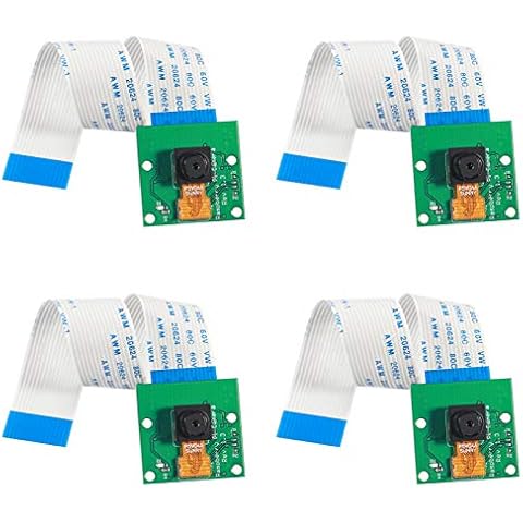 DORHEA 4PCS Raspberry Pi 4 Camera Video Module Mini 5 Megapixels 1080p Sensor OV5647 Webcam with 15 Pin Ribbon Cable for Raspberry Pi Model A/B/B+, Pi 2B and Raspberry Pi 3B, Pi 3 B+, Raspberry Pi 4 Cover