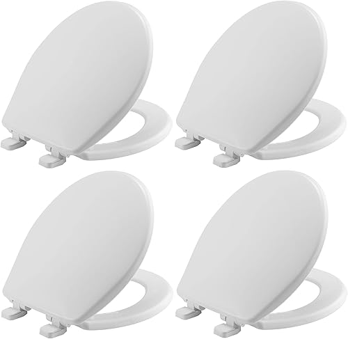 Miniatura 19 de Mayfair Caswell Modern - Asiento de inodoro de cierre lento, plástico duradero, alargado, blanco, paquete de 4