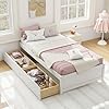 Giantex Twin Bed Frame with 2 Storage Drawers Solid Wood Platform Bed with Slats Support Heavy Duty Daybed with Storage No Box Spring Needed Twin Bed Frames for Kids Teens Adults Guests White