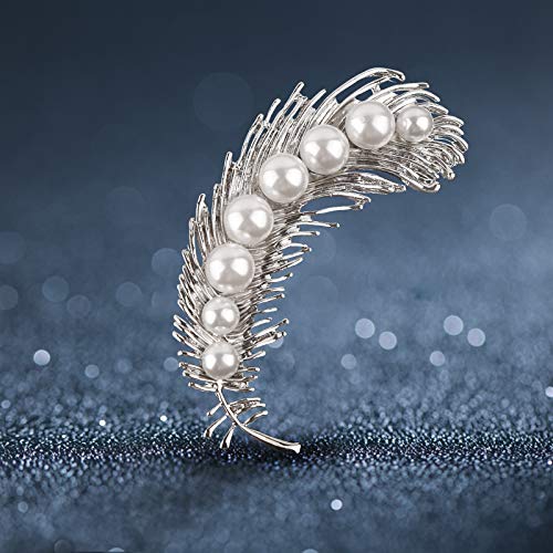 Image of Pearl Diamond Brooch Pins for Dress Sweater Scarf, Wedding Party Decoration Birthday Christmas Gift