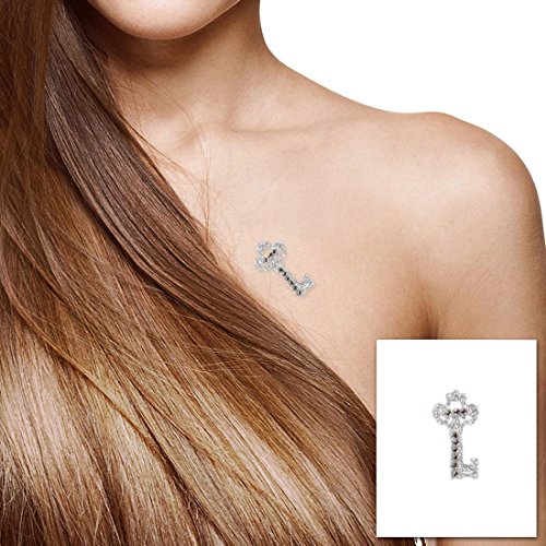 BMC Silver Glitter Clear Rhinestone Sticker Transfer Temporary Tattoo-Lock It Up