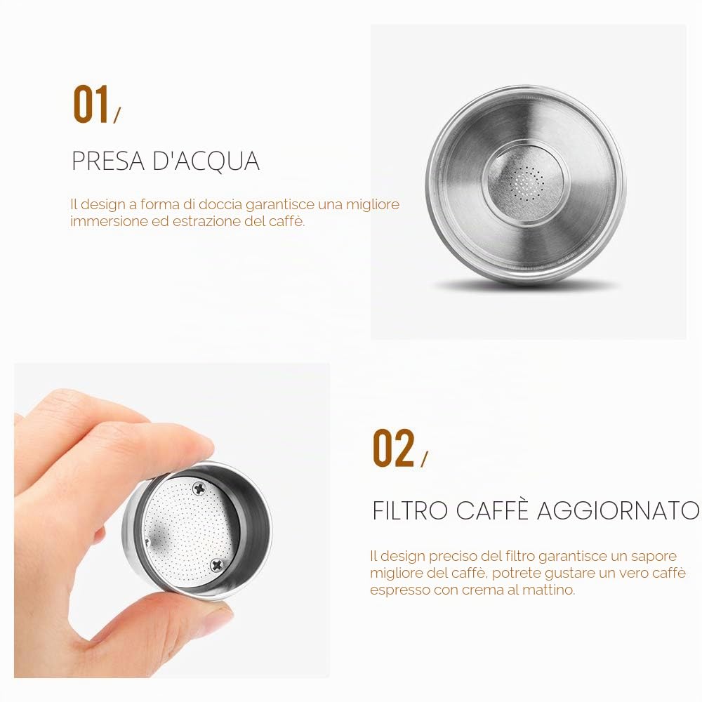 Riutilizzabile Capsula Compatibile con Illy,Capsula Ricaricabile caffè per ILLY,Capsule filtrante di Inossidabile per Macchina ILLY X9 X 8 X7.1 Y5 Y3 Y1.1 (capsule+tamper)
