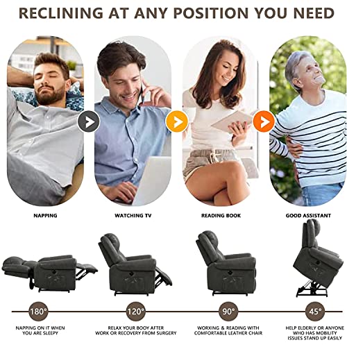 Coosleep Large Lay Flat Sleeping Dual Motor Lift Chairs Recliners For Elderly With Massage And Heat, Heavy Duty Safety Motion Reclining Up To 350 Lbs,Grey #TOP4