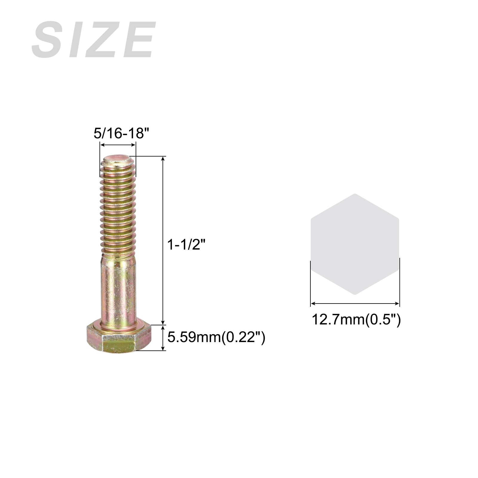METALLIXITY Hex Bolts (5/16-18x1-1/2") 50Pcs, Carbon Steel Zinc Plated, Coarse Thread UNC Hex Head Screw Bolt - Image 2