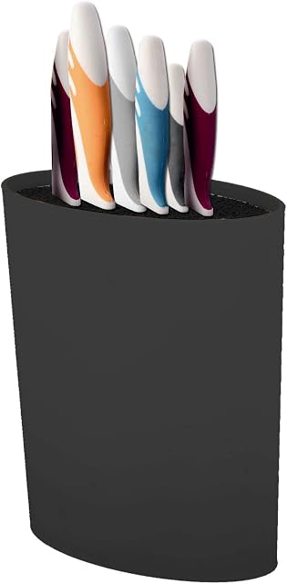 BALLSHOP Knife Block Universal Fibre Knife Holder Plastic Oval-Shaped Knife Stand for Ceramic Knives Steak Knives Vegetable Knives up to 12 Knives