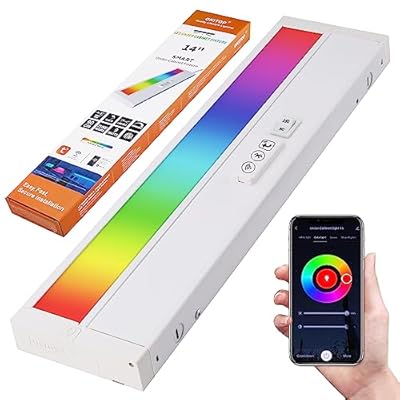 Under Cabinet Lighting, Hardwired or Plug in, Smart RGB and Tunable White, Wi-Fi Enabled App Controlled, Dimmable Linkable 14'' LED Closet Lights, Under Counter Lights for Kitchen, CRI>90, ETL