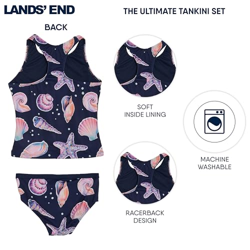Image of Lands' End Girls' UPF 50+ Swim Bikini Bottom and Racerback Tankini Set