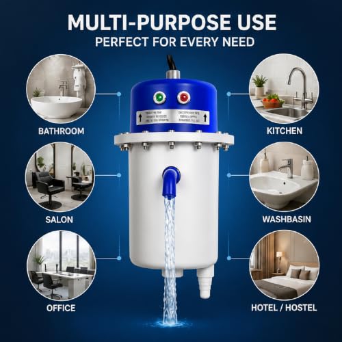 Image of Seltix Instant Water Heater 1 Litre 3KW | Portable Mini Instant Electric Geyser | Copper Heating Element | Shockproof ABS Body | Auto Cut-Off Safety | Wall Mount Water Heater for Bathroom, Kitchen