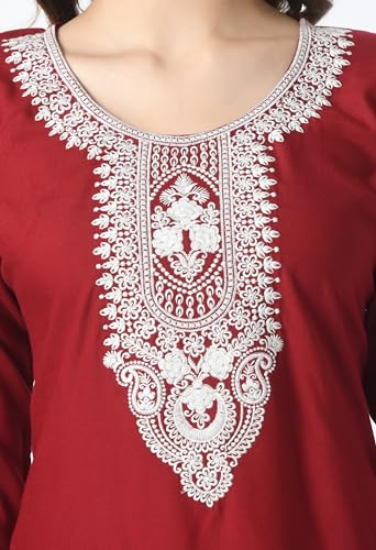 Image of LIBOZA Short Kurti for Women - Lakhnowi Chikankari Embroidered Ladies Kurta, Stylish Girls Top, Ethnic Half Kurtas, Tunic Design Woman Kurtis