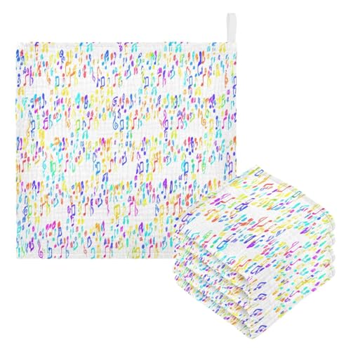 Kigai Color Music Symbols Baby Washcloths,5pcs Ultra Soft Absorbent Towel,Newborn Bath Face Towel, Natural Reusable Baby Wipes for Sensitive Skin, Baby Registry as Shower