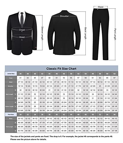 P&L Men's 2-Piece Classic Fit Single Breasted 2 Buttons Blazer & Trousers Suit2
