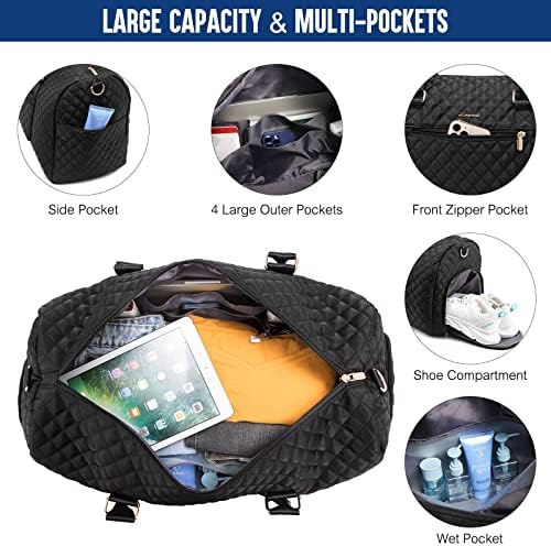LOVEVOOK Travel Duffle Bag, Weekender Bag for Women with Toiletry Bag, Carry on Overnight Bag with Shoe Compartment, Gym Duffel Bag with Wet Pocket, Mommy Hospital Bags for Labor and Delivery, Black 3 LOVEVOOK Travel Duffle Bag, Weekender Bag for Women with Toiletry Bag, Carry on Overnight Bag with Shoe Compartment, Gym Duffel Bag with Wet Pocket, Mommy Hospital Bags for Labor and Delivery, Black