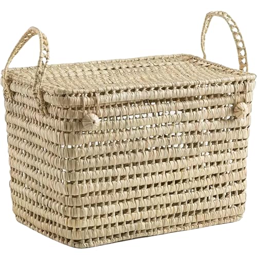 Bohome Living - Coffre de Rangement en Osier Tressé, Malle à Jouets, Déco Bohème Chic (45 cm)