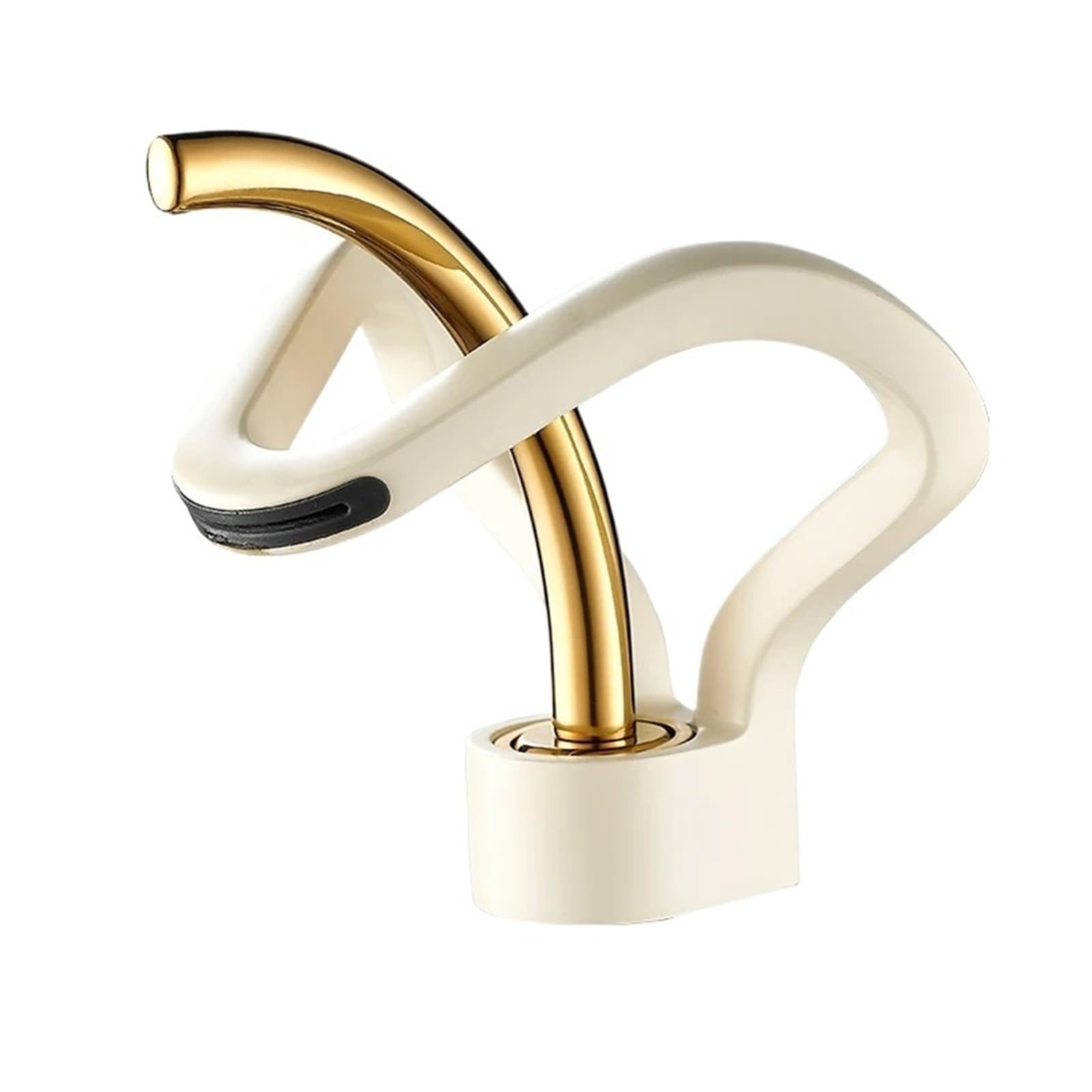 Lyvqzpwlr White -Gold Bathroom Basin Pillar Taps, Waterfall Bathroom Basin Faucet Deck Mounted Hot Cold Mixer Brass Body Multicolor(White -Gold)