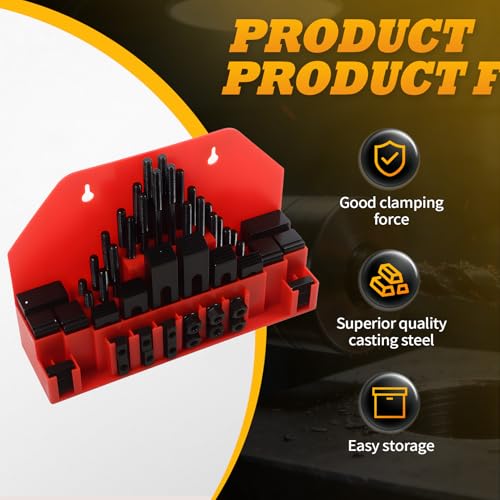 Image of 58 Pcs 7 /16 inch T-Slot 3 /8 inch-16 Stud Hold Down Clamp Clamping Kit | Compatible with milling machine CNC