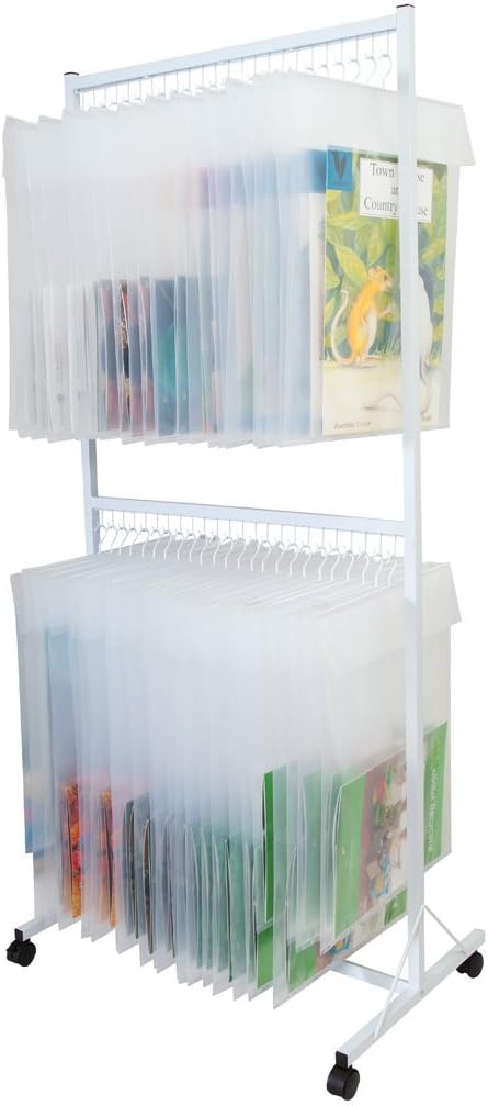 Classroom Innovations Book Organization;Book Storage;Big Book Storage Classroom Display Stand, White, 74"Hx35#Wx23.5"D (Big Book Frame with Hooks)