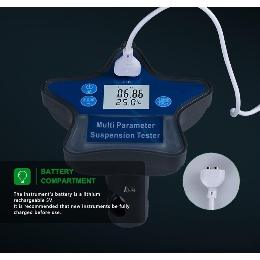 9-in-1 Wasserqualitätsprüfer pH Salz ORP für tuya App Digitaler Pooltester pH Salz Temperatur Leitfähigkeit für tuya Smart Wassertester für Pool Aquarium Labor Wasseranalysegerät 9 Parameter pH ORP | Misst 9 Werte gleichzeitig, für tuya App , Echtzeit-Dat