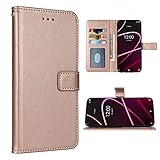 FDCWTSH Compatible with T-Mobile Revvl 4 Wallet Case Wrist Strap Lanyard Flip Cover Card Holder Stand Cell Accessories Phone Cases for Tmobile Revvl4 T Mobile Revel Revell Four TCL Revll4 Rose Gold
