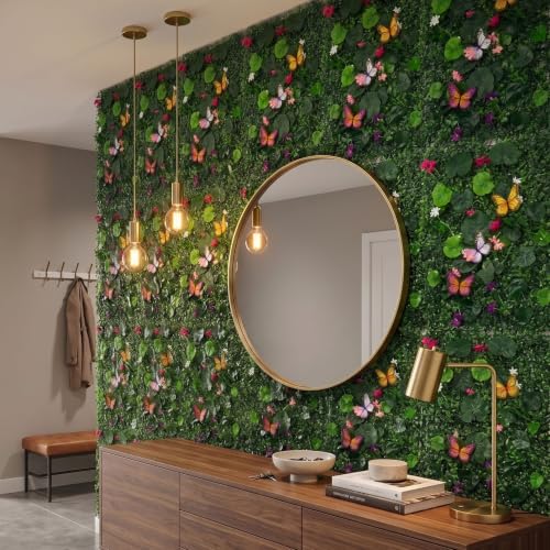 Image of Dekorly Artificial Grass Wall Panels | Indoor Outdoor Decoration | Garden, Floor, Balcony Home Decoration | Vertical Garden Artificial Wall Plants (Butterfly Mat, 58cm x 40cm)