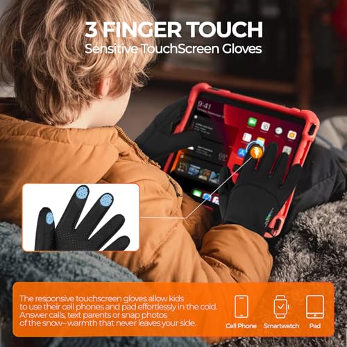 Image of rivmount Kids Warm Winter Gloves Touchscreen Water-Resistant Cycling Running Skiing in Outdoor Cold Weather for Boy Girl
