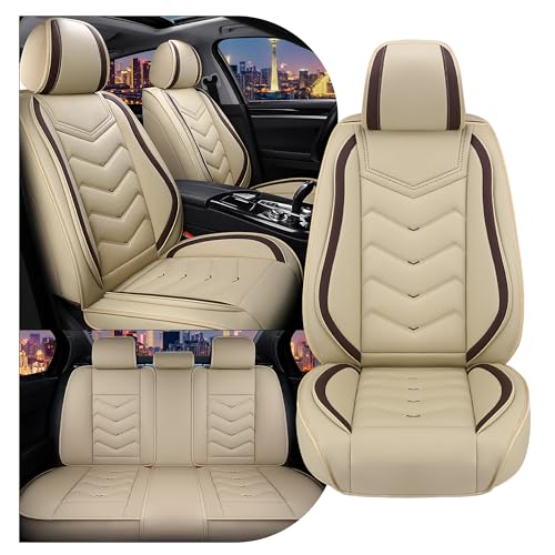 Image of CTDS Car Seat Covers for VW Tiguan 2009-2026, Stylish Sport Seat Cover, Premium Nappa Leather Car Seat Cover. Automobile Seat Covers Sets.(Standard 5 Seats /Beige)