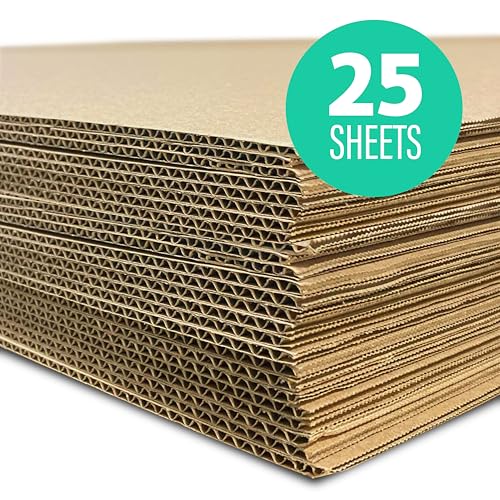 Image of Flipside Products 32 inch x 40 inch Kraft Two Sided (C-Flute) Corrugated Project Sheets, Cardboard Sheets, Flat Packing Inserts, Crafts, Pads Packing, Brown, Pack of 25