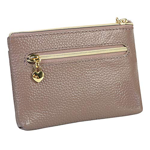Image of Women's Genuine Leather Coin Purse Zipper Pocket Size Pouch Change Wallet, GreyPurple, One Size, Compact
