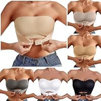 Femme Soutien Gorge Bandeau Push up Amovibles sans Armatures Brassière Boucle Avant Réglable Élastique, Soutien-Gorge Anti-Glissant Bandeau Push Up Brassiere