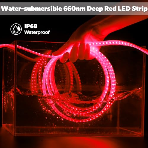 Image of 660nm Red Light Sauna LED Strip, Heat-Resistant IP68 Waterproof Flexible LED Tape Light, 24V 600 LEDs 5m /16.4Ft for Relaxation and General Lighting Use (660nm Red)