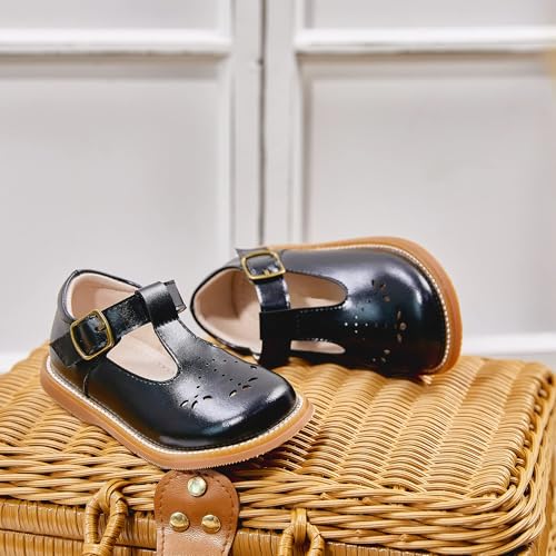 Image of GINFIVE Toddler Girls Dress Shoes Little Kids Flats School Mary Janes Shoes