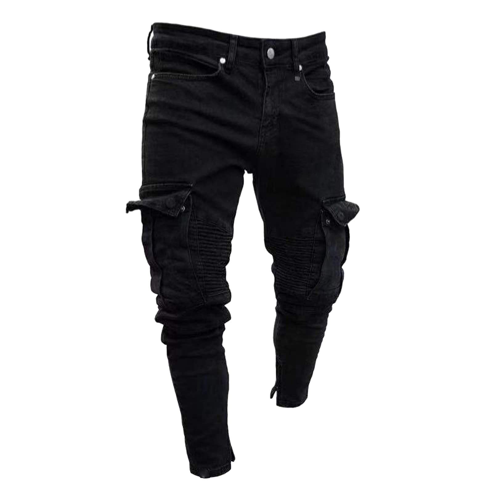 Jeans Uomo Slim Fit, Pantaloni Jeans Uomo Elasticizzati Pantaloni Lunghi Casual Denim Stretch Strappati Skinny Moda Jean Sportiva Jogging Jeans Neri Strappati Jeans da Uomo Originale Jeans Plus Size
