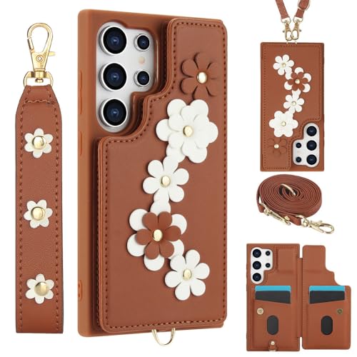Housse en cuir premium pour Galaxy S24 Plus avec porte-carte et dragonne
