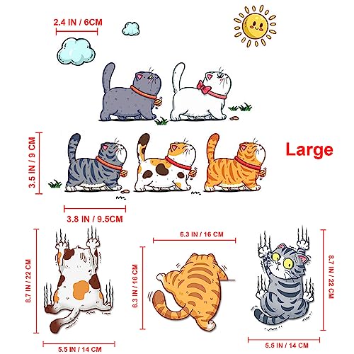 Image of (Large) 2 Set 8 Pcs Scratch Cat Decals for Cars，Cute Cat Car Stickers and Decals，Cat Bumper Stickers Funny，Window Decals for Vehicles，Auto Decals Stickers