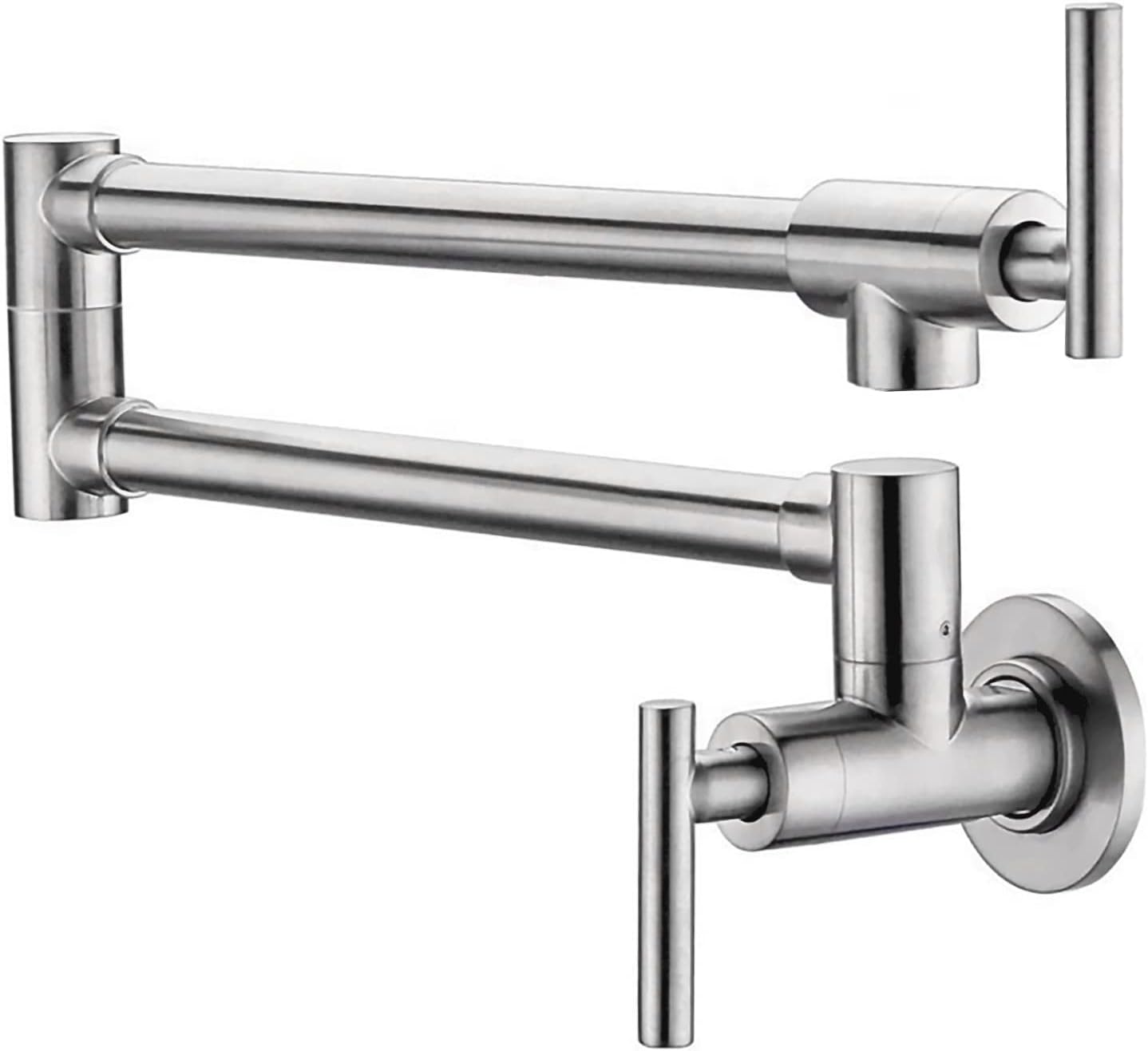Pot Filler Faucet Stainless Steel Commercial Wall Mount Kitchen Sink Faucet Folding Stretchable with Single Hole Two Handles,Brushed Nickel
