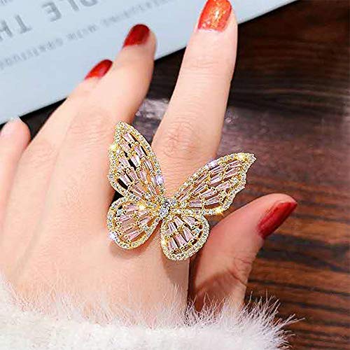 Cubic Zirconia Butterfly Ring Sparkling Crystal Bow-Knot Knuckle Ring Wedding Jewelry For Women Girl #TOP1