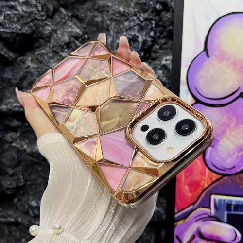 Image of COVERLY for iPhone 15 Pro Max 3D Diamond Glitter Sparkle Case,Full Protective Luxury Splash Bling Back Case Pastel Colorful Stylish Fashion Aesthetic Cover for Apple iPhone 15 Pro Max (Golden)