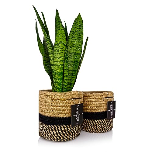 HIDEBLOOM | Strickkorb | 2er Set - 16x16cm- Schwarz/Braun | Übertopf...