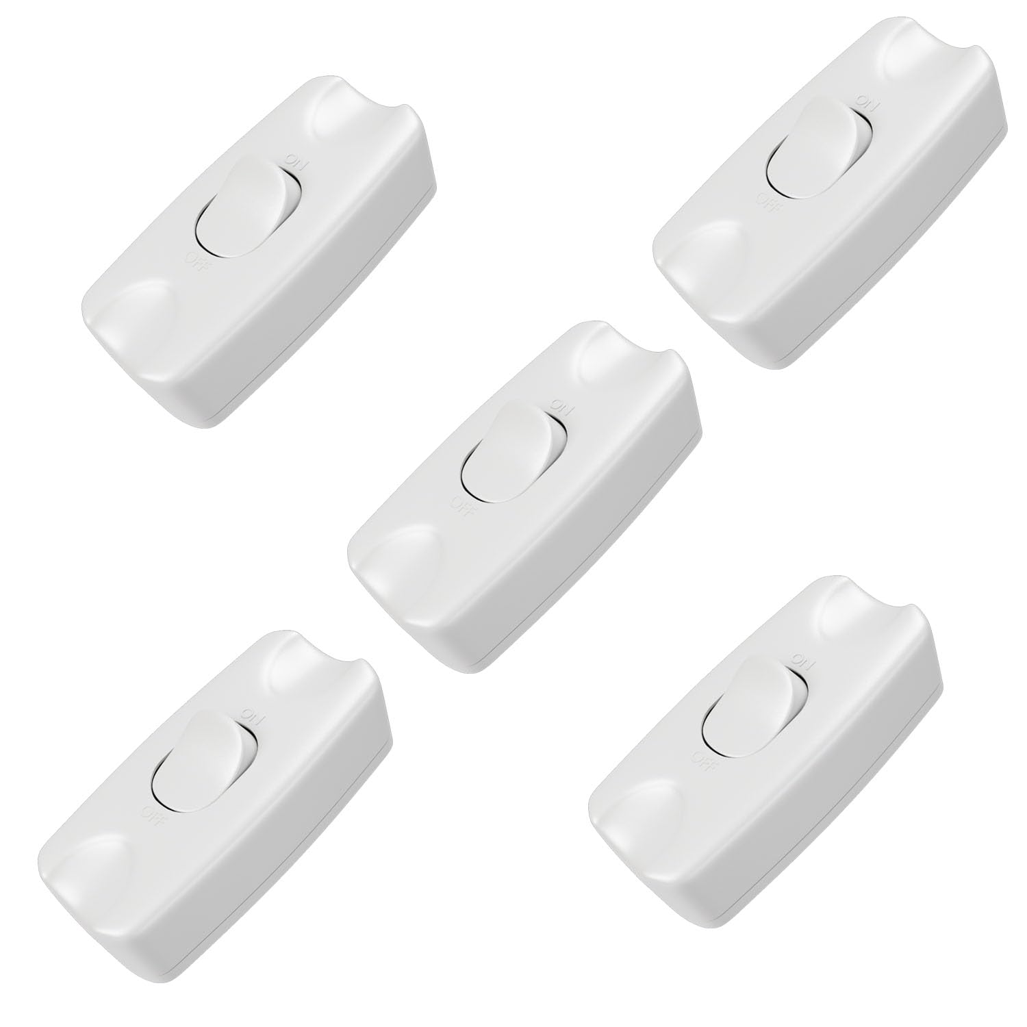 rhinocables In-Line Rocker Switch 2 Amp 2 Core Flex Cable For Small Appliances Floor and Table Lamps (5, White) โ image 1