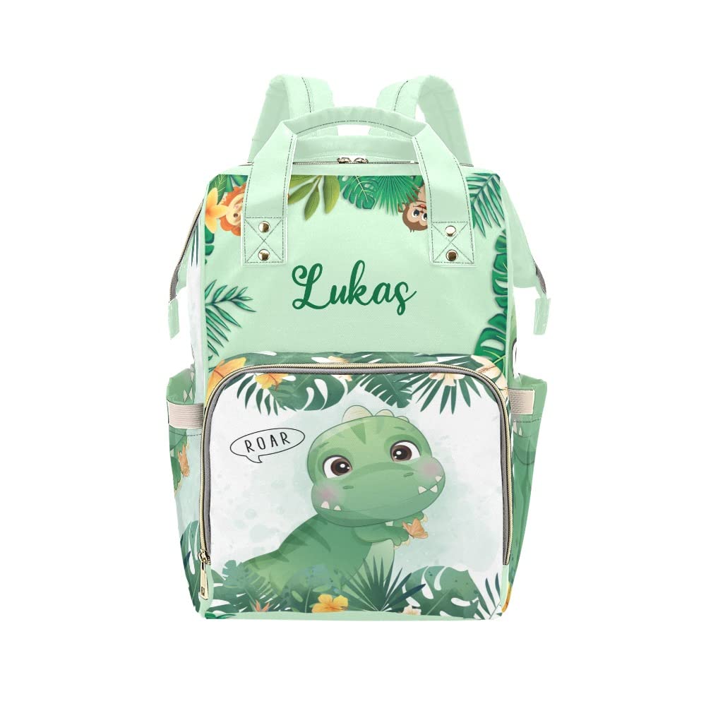 Grandkli Jungle Cartoon Animal Personalized Diaper Bag Multi-Function Backpack Nappy Bag Travel DayPack for Unisex, One Size