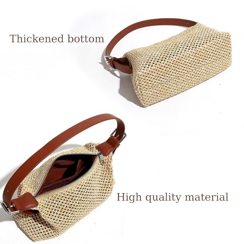Image of Straw Beach Tote Bag for Women Summer Straw Purse Mini Beach Vacation Purses Small Woven Clutch Crossbody Shoulder Bag