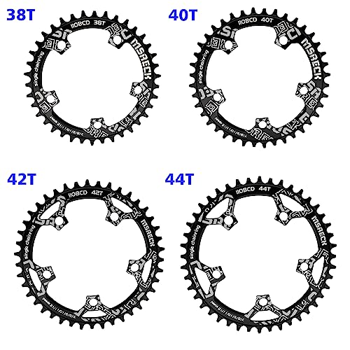 MSRECK 110 BCD Narrow Wide Chainring 36T 38T 40T 42T 44T 46T 48T 50T 52T for 7 to 12 Speed Road Bike (Black Round, 40T) - Thumbnail 2