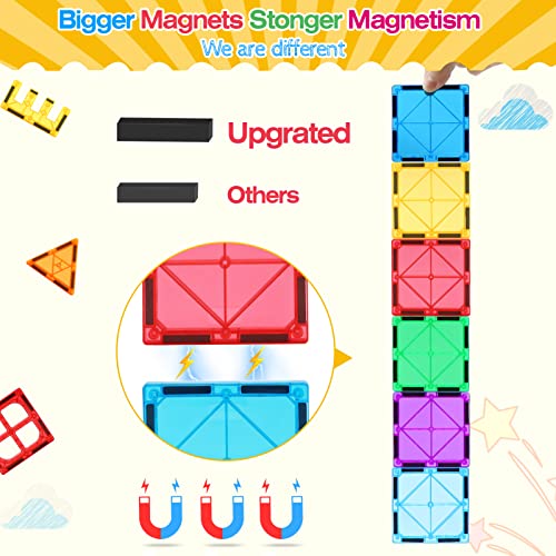 Feoxialy Magnetic Tiles For Kids Ages 3-5 4-8 Stem Educational Gifts Toys For 3 4 5 6 7+ Year Old Boys Girls Magnet Building Blocks Beginner Set Sensory Toddler Toys For Age 3-4 Christmas Birthday #TOP7