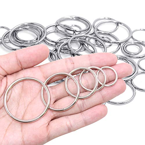 SENHAI 50 Stück Sortiert Splitter-O-Ring & 20 Stück Mehrzweck Metall D Ring zum Hardware Kunst Nähprojekte Handgemachte DIY Zubehör