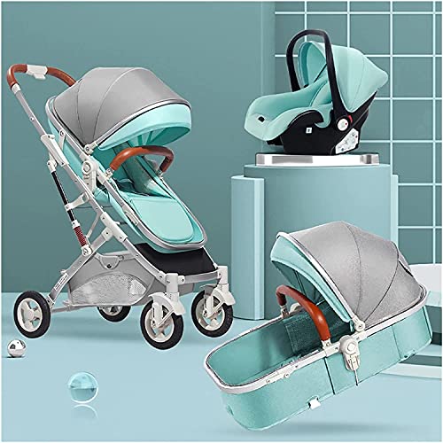 2 in 1 Baby Stroller and Car Seat Combo, High Landscape Infant Stroller & Reversible Bassinet Pram,Foldable Pushchair with Adjustable Canopy,Travel Storage Bag,Cup Holder