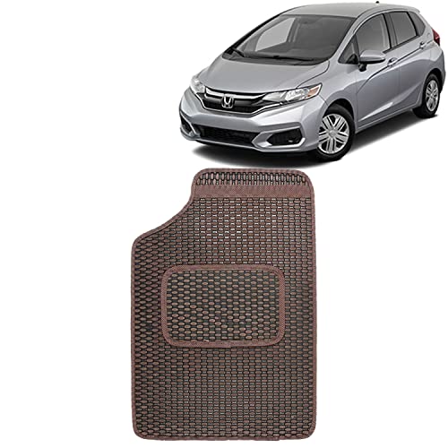 Image of Kingsway Dotted Design Car Floor Foot Mats Universal Fit for Honda Jazz, Model Year : 2018 Onwards, Water and Dustproof, Color Brown, Set of 5 Pieces