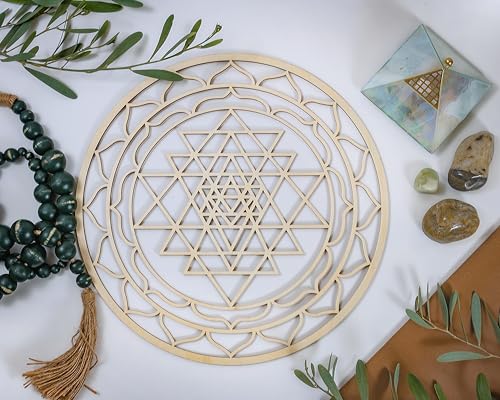 Fourth Level MFG 12” Sri Yantra, Sacred Geometry Wood Wall Art, Zen Home Decor for Yoga and Meditation, Reiki Healing, Chakra Crystal Grid Board, Spiritual Gift for Baptism, Wedding, Housewarming - Image 5