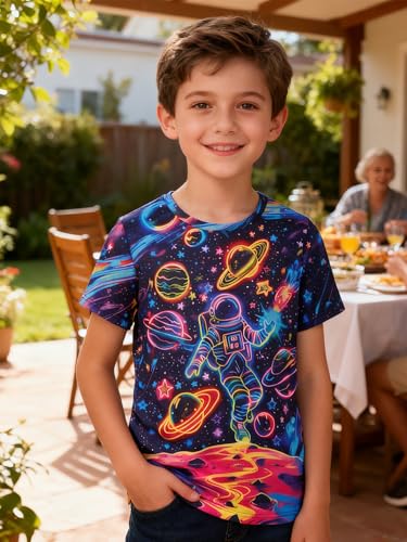 Image of uideazone Tshirts for Boys Kids Short Sleeve T-Shirt 3D Graphic Tee Shirts Tops Clothes 4-16 Years