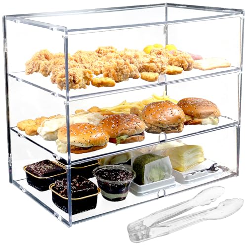 Vitrina Transparente para panadería con encimera de 3 Niveles, Paneles PETG de Alto Impacto de 5 mm (LJ039C 3-Tiers transdparent)