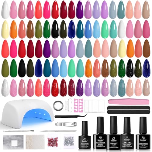 Image of Beetles 32 Colors Gel Nail Kit with U V Light -54 Pcs Nails Kit for Beginners with Everything Included Base Matte & Glossy Top Coat Soak Off Home Salon Manicure Starter Gifts for Teen Girls Women