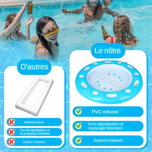 Table de billard gonflable avec porte-gobelets et collations intégrés pour piscine